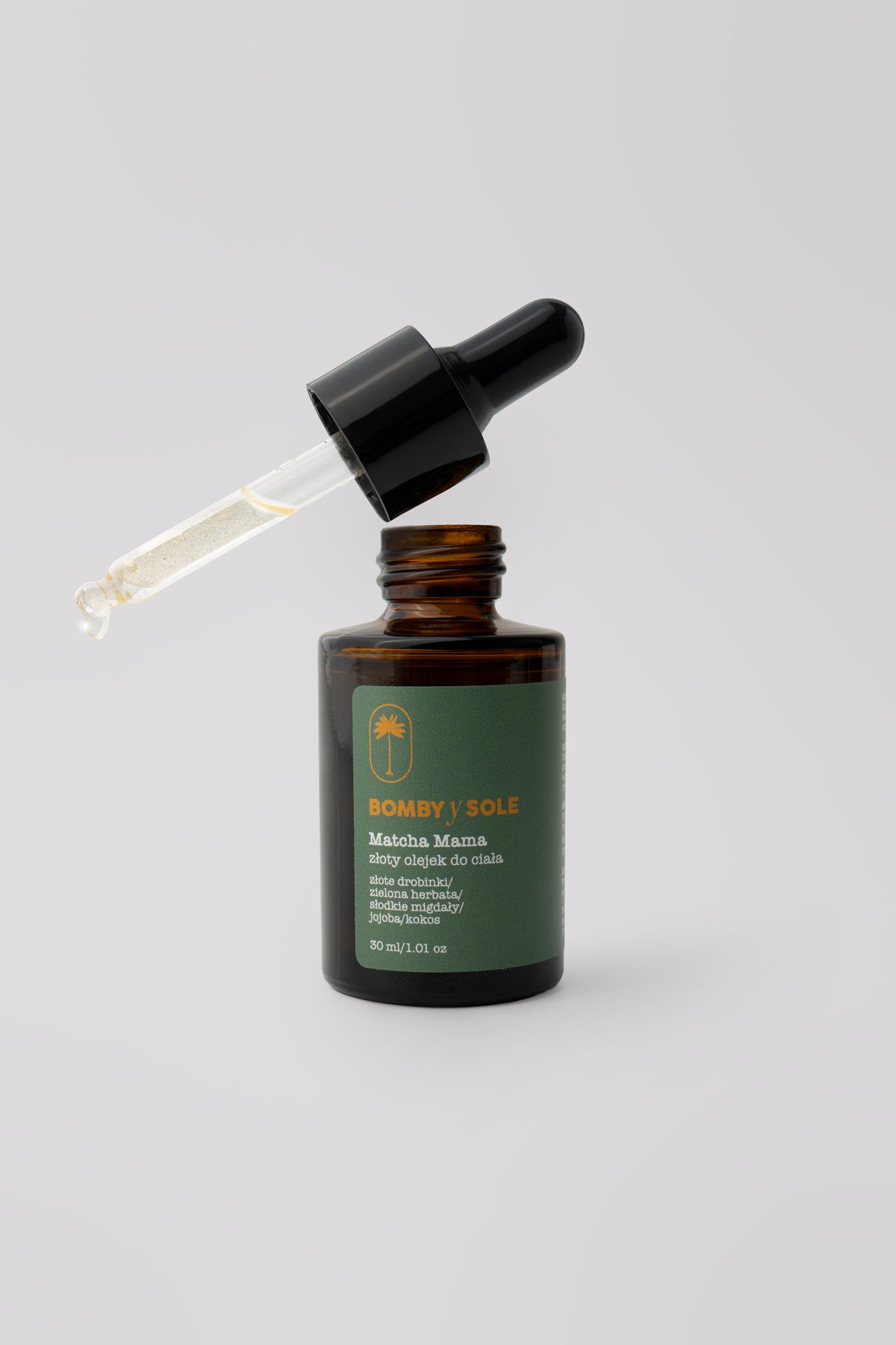 Olejek do ciała matcha ze złotymi drobinkami 30ml
