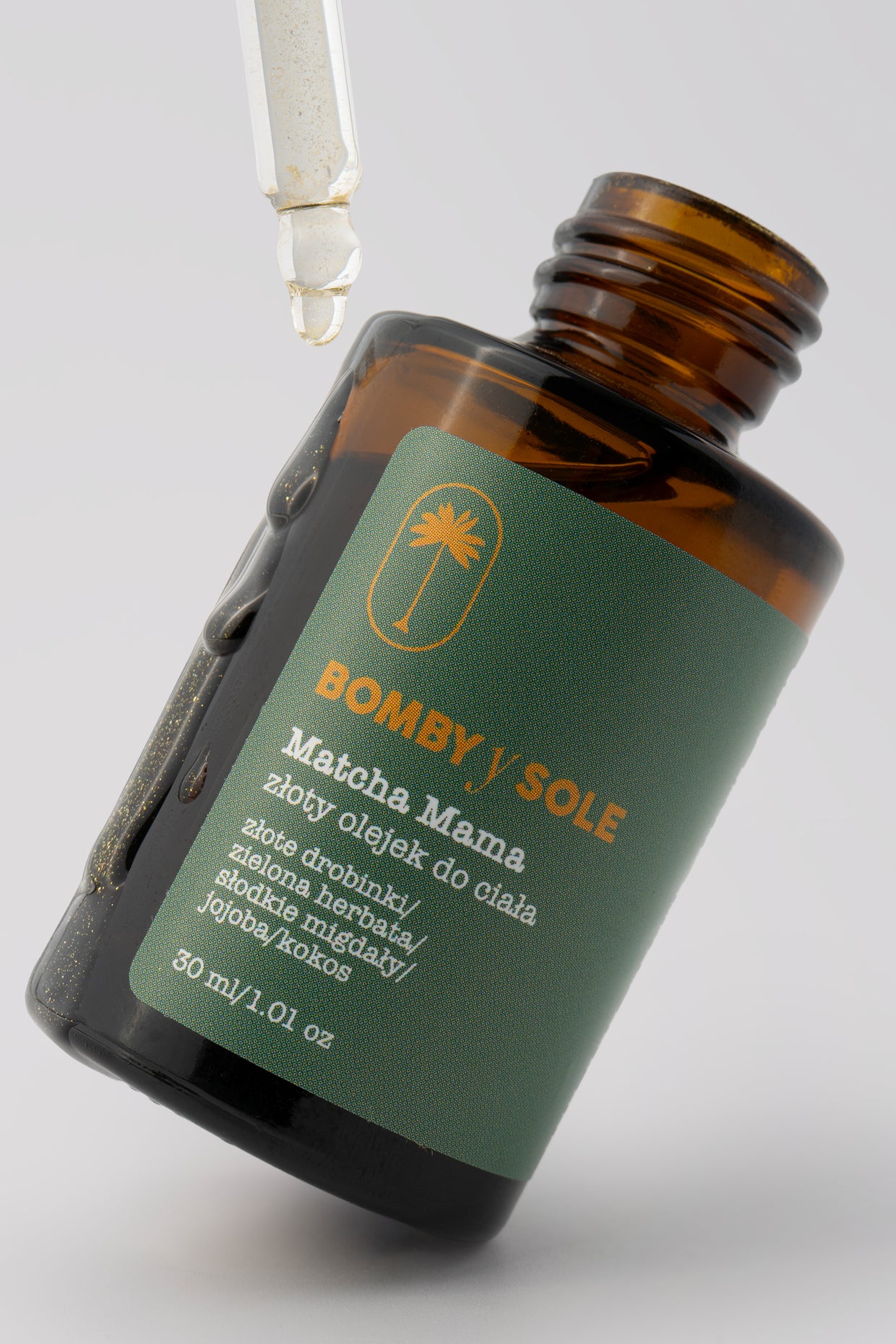 Olejek do ciała matcha ze złotymi drobinkami 30ml