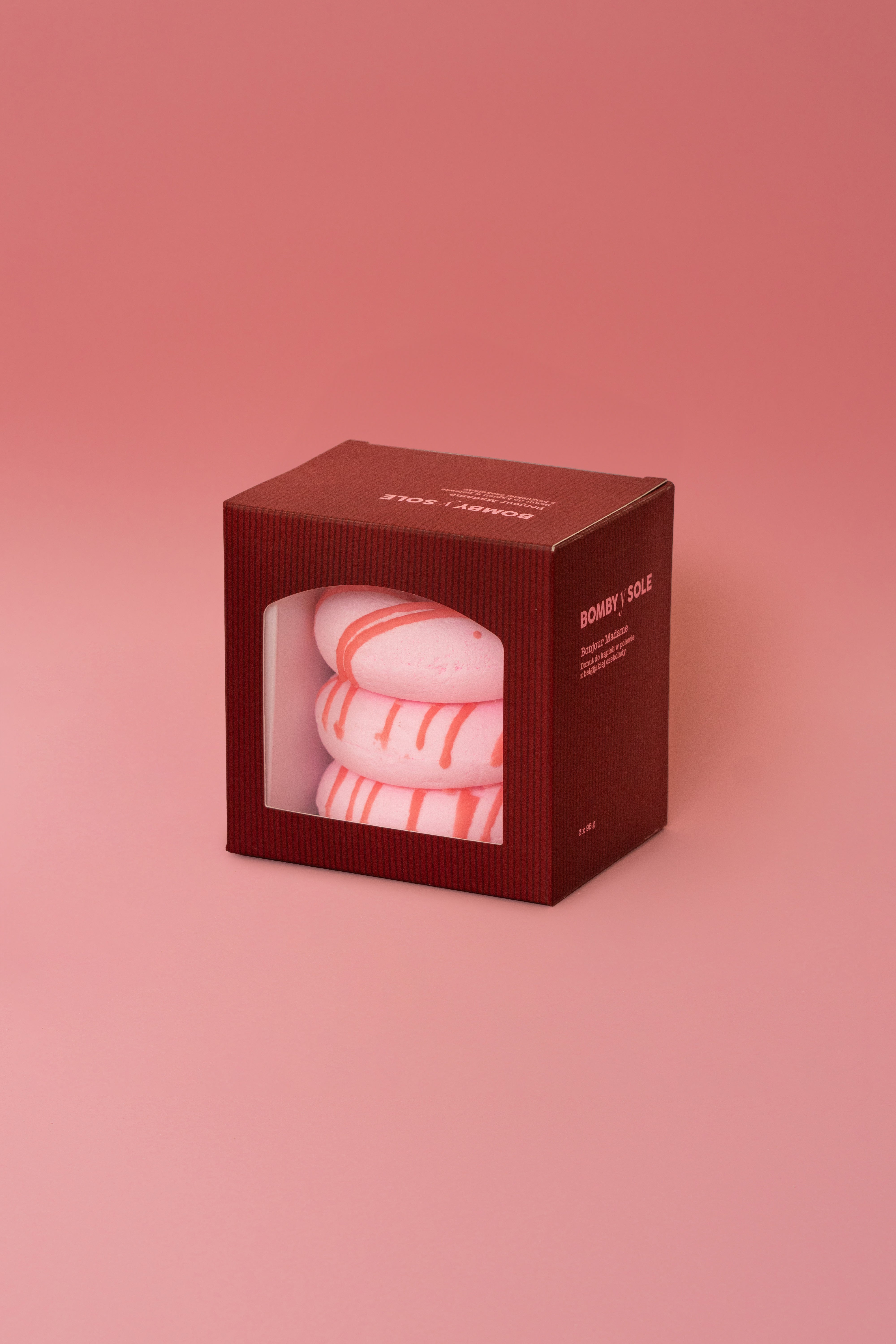 3x Donut jasny róż z polewą czekoladową